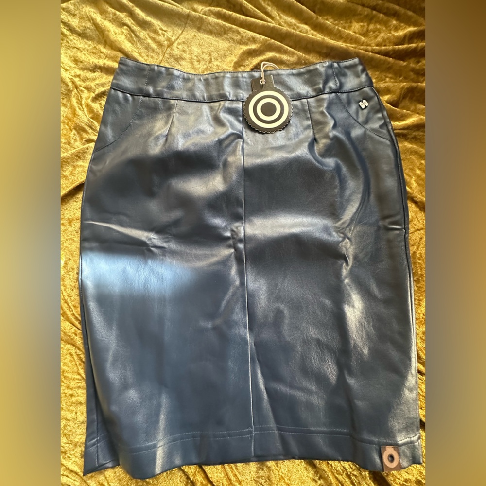 4 Funky Flavours Vintage Urban Outfitters Blue Vegan leather Pencil Skirt XS